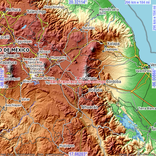 Topographic map of San Francisco Cuautlancingo