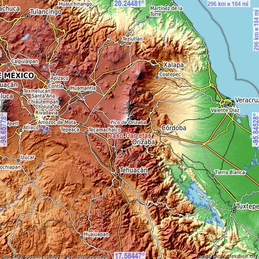 Topographic map of Paso Carretas