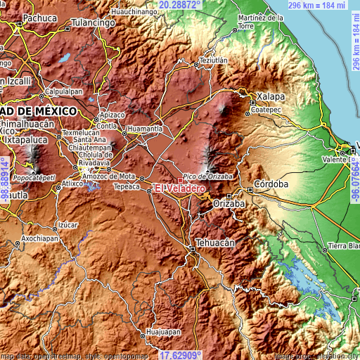 Topographic map of El Veladero