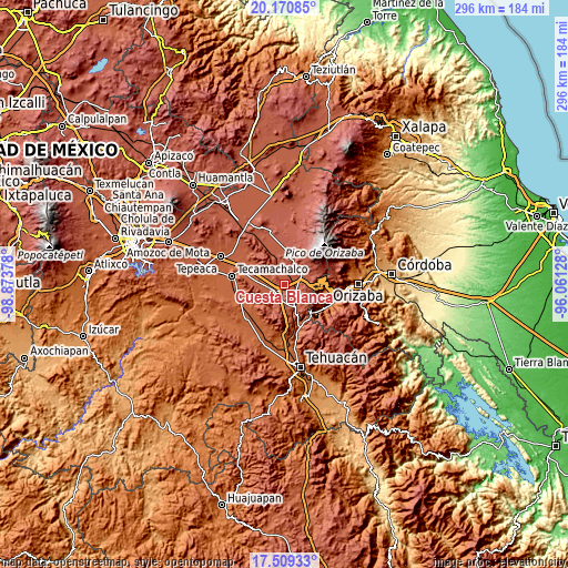 Topographic map of Cuesta Blanca