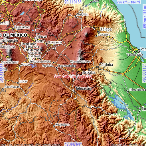 Topographic map of San Antonio Soledad