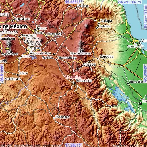 Topographic map of Chapulco