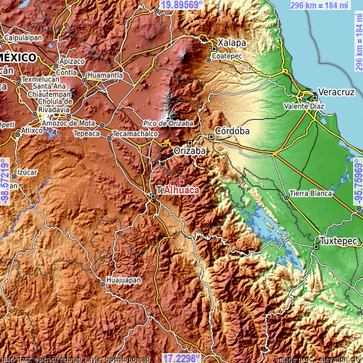 Topographic map of Alhuaca