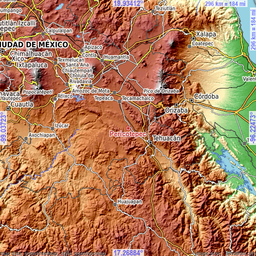 Topographic map of Pericotepec