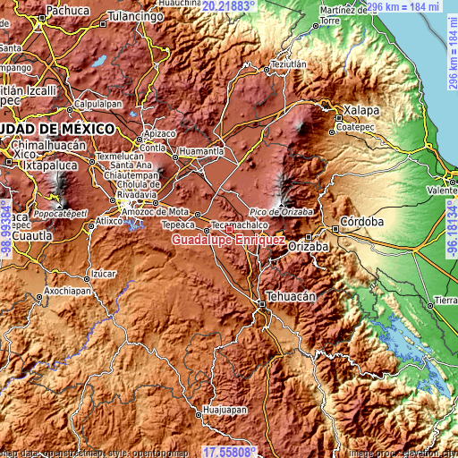 Topographic map of Guadalupe Enríquez