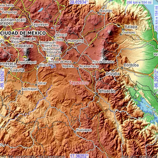 Topographic map of Tepazolco