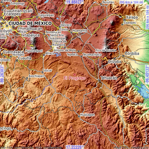 Topographic map of El Progreso