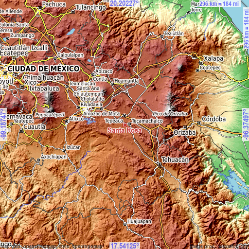 Topographic map of Santa Rosa