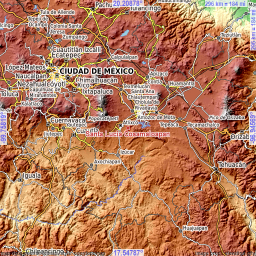 Topographic map of Santa Lucía Cosamaloapan
