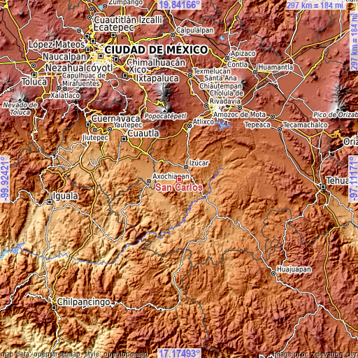 Topographic map of San Carlos