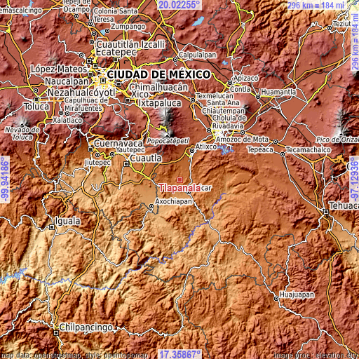 Topographic map of Tlapanalá