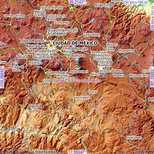 Topographic map of Santa Cruz Cuautomatitla