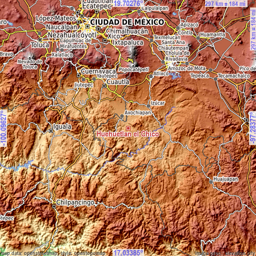 Topographic map of Huehuetlan el Chico