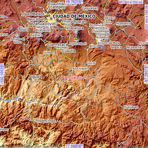 Topographic map of Tlancualpican