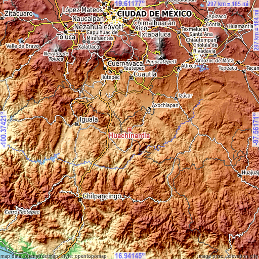 Topographic map of Huachinantla