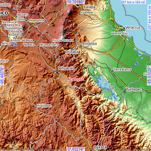 Topographic map of Acatepec