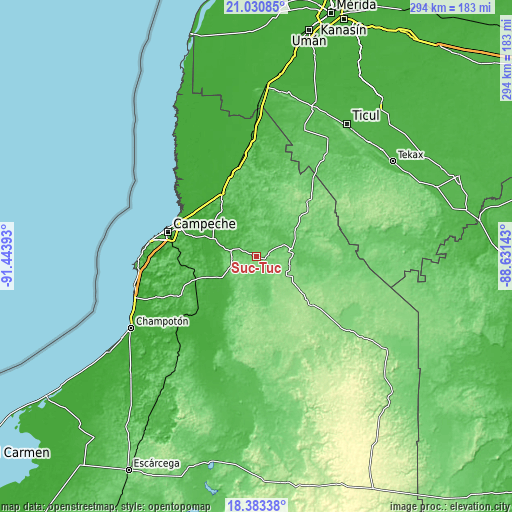 Topographic map of Suc-Tuc