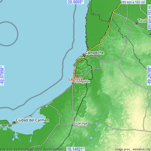 Topographic map of La Joya