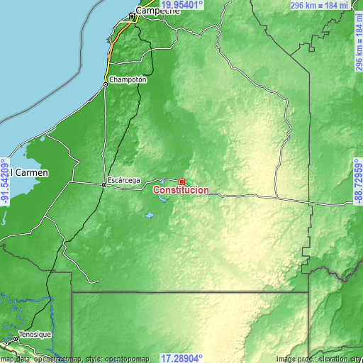 Topographic map of Constitución