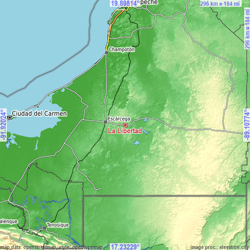 Topographic map of La Libertad