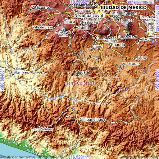 Topographic map of Tierra Colorada
