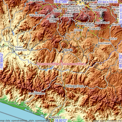 Topographic map of Tecuexcontitlán (Tecoescontitlán)
