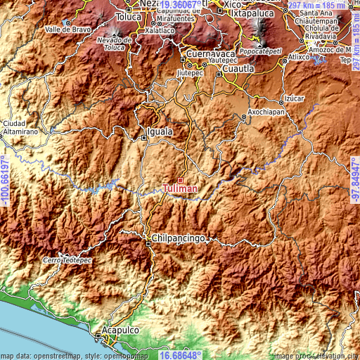 Topographic map of Tulimán