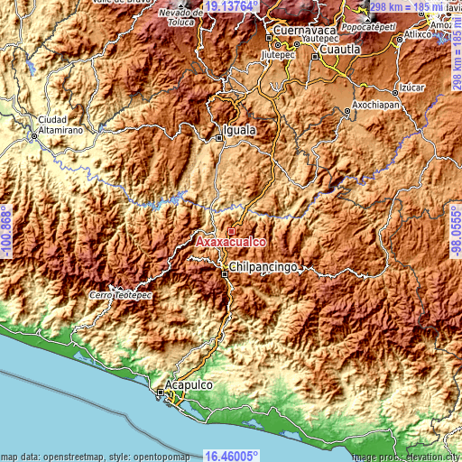 Topographic map of Axaxacualco