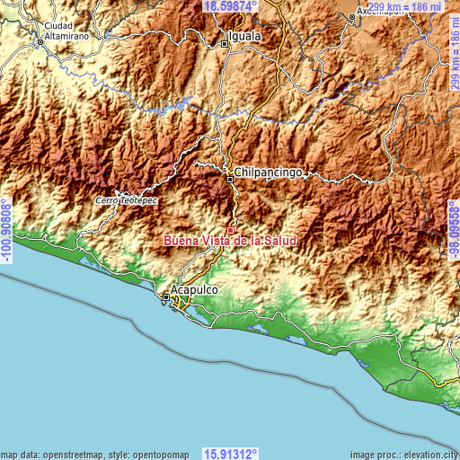 Topographic map of Buena Vista de la Salud
