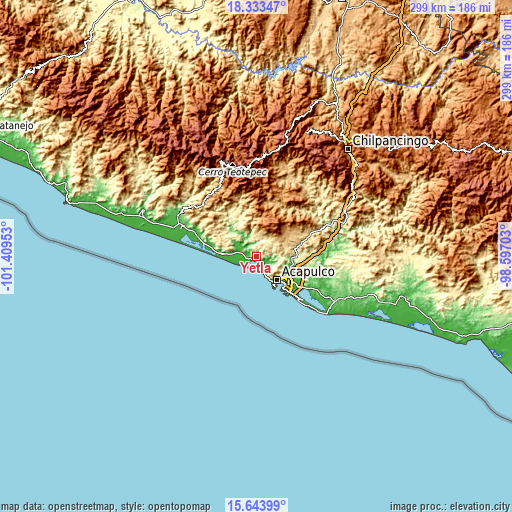 Topographic map of Yetla