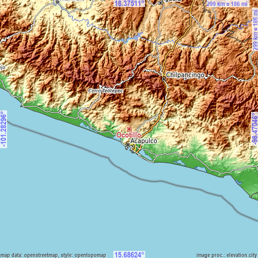 Topographic map of Ocotillo