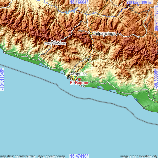 Topographic map of El Bejuco