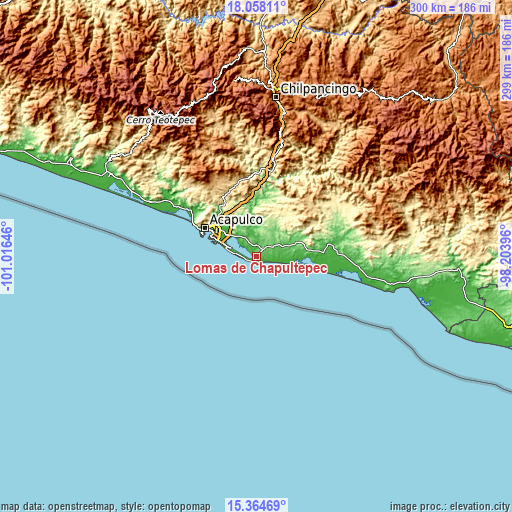 Topographic map of Lomas de Chapultepec