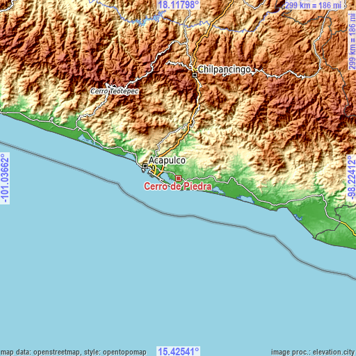 Topographic map of Cerro de Piedra