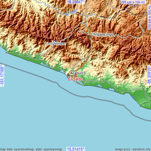 Topographic map of El Salto