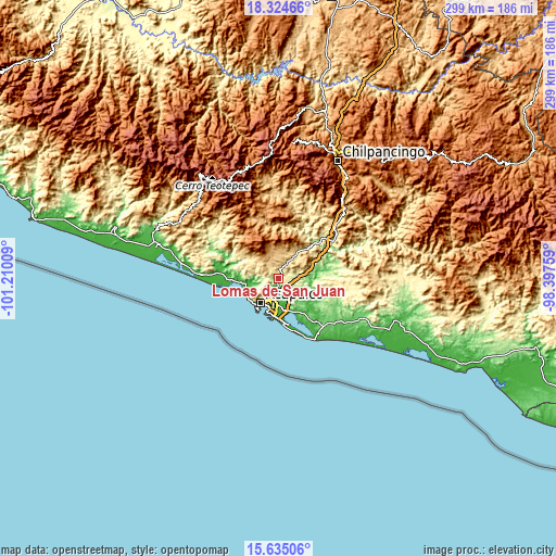 Topographic map of Lomas de San Juan