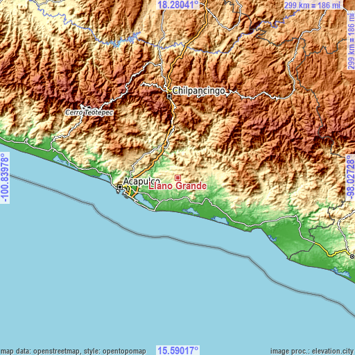 Topographic map of Llano Grande