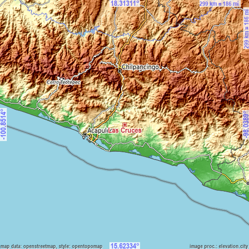 Topographic map of Las Cruces