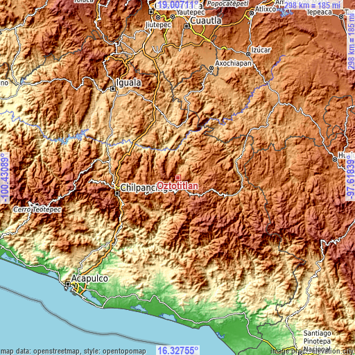 Topographic map of Oztotitlán