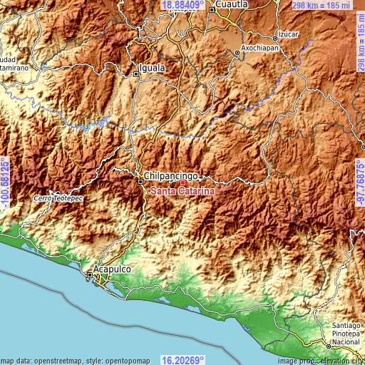 Topographic map of Santa Catarina
