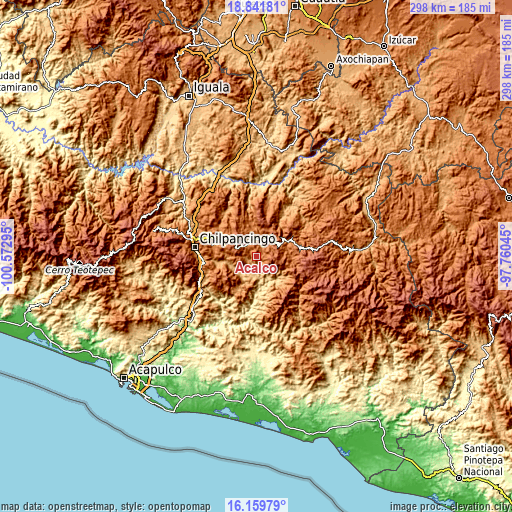 Topographic map of Acalco