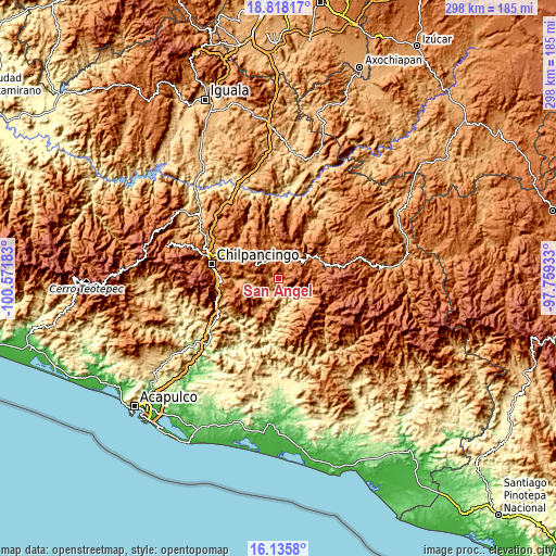 Topographic map of San Ángel