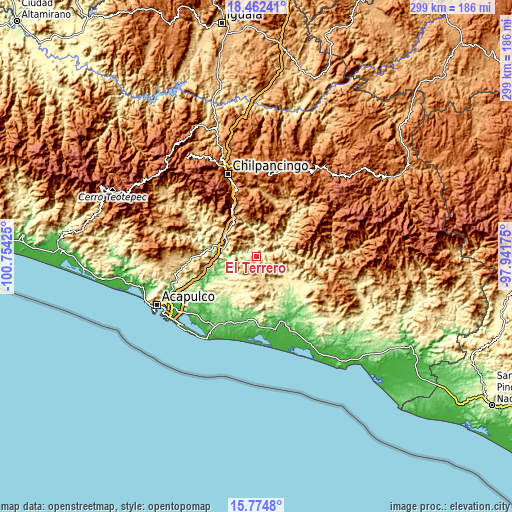 Topographic map of El Terrero