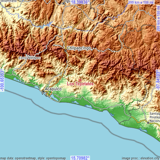 Topographic map of Los Tepetates