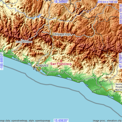 Topographic map of San Francisco