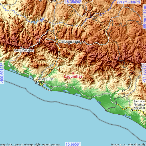 Topographic map of Lagunillas