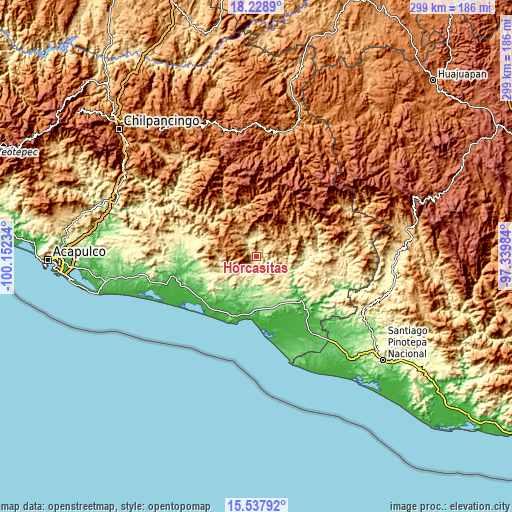 Topographic map of Horcasitas