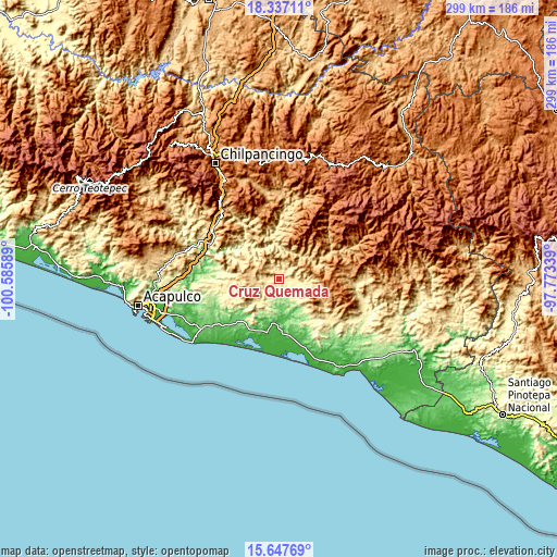 Topographic map of Cruz Quemada