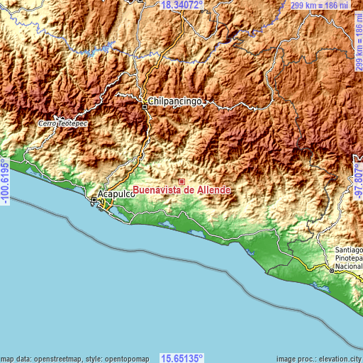 Topographic map of Buenavista de Allende