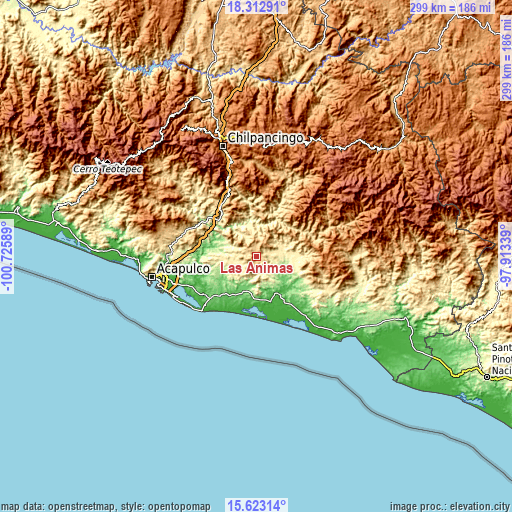 Topographic map of Las Ánimas
